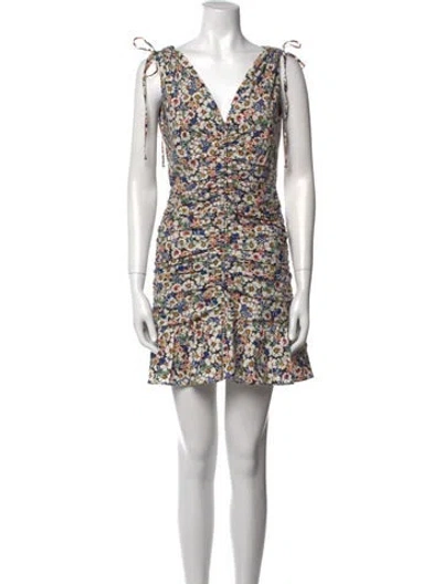 Pre-owned Veronica Beard Floral Print Mini Dress In Neutral
