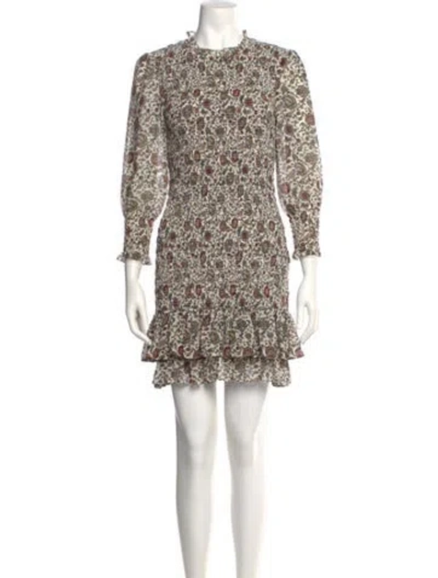 Pre-owned Veronica Beard Floral Print Mini Dress In Neutral