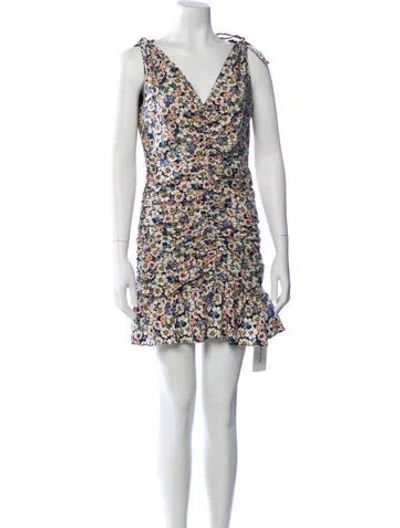 Pre-owned Veronica Beard Floral Print Mini Dress In Neutral