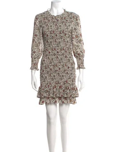 Pre-owned Veronica Beard Floral Print Mini Dress In Neutral