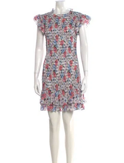Pre-owned Veronica Beard Floral Print Mini Dress In Neutral