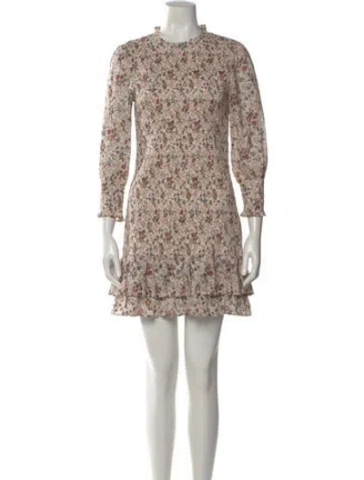Pre-owned Veronica Beard Floral Print Mini Dress In Neutral