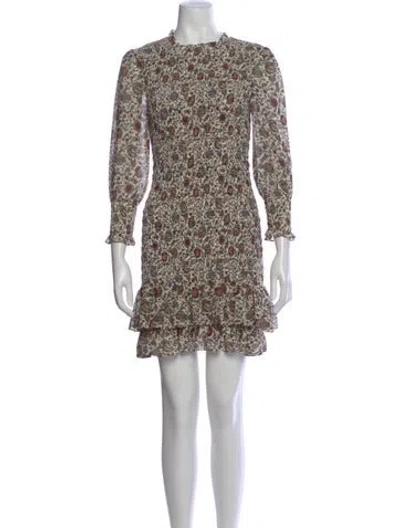 Pre-owned Veronica Beard Floral Print Mini Dress In Neutral