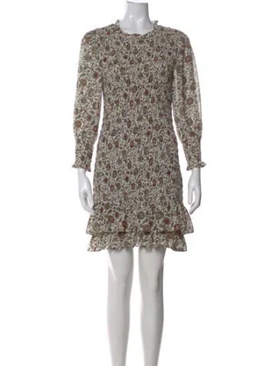 Pre-owned Veronica Beard Floral Print Mini Dress In Neutral
