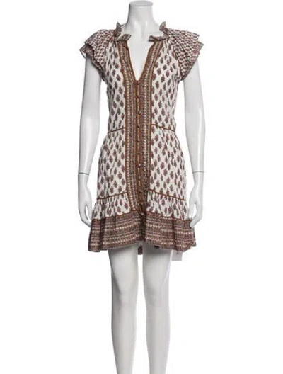 Pre-owned Veronica Beard Floral Print Mini Dress In Neutral