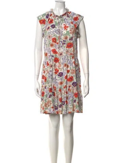 Pre-owned Veronica Beard Floral Print Mini Dress In Neutrals