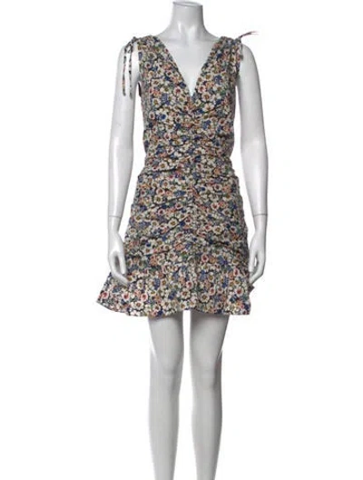 Pre-owned Veronica Beard Floral Print Mini Dress In Neutrals