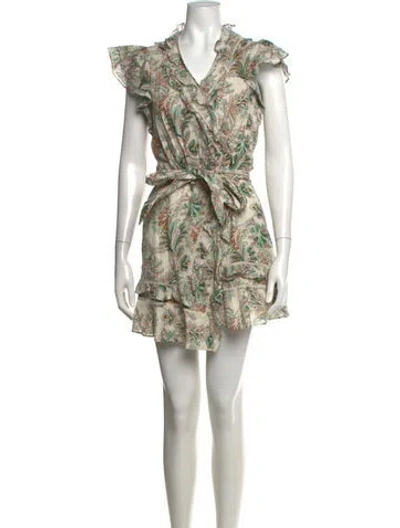 Pre-owned Veronica Beard Floral Print Mini Dress In Neutrals