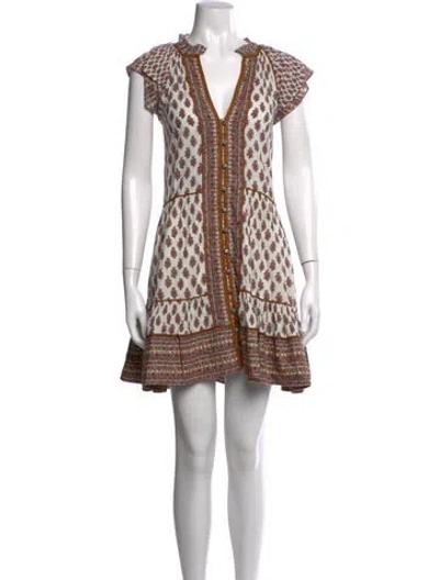 Pre-owned Veronica Beard Floral Print Mini Dress In Neutrals