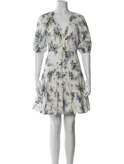 Pre-owned Veronica Beard Floral Print Mini Dress In Neutrals
