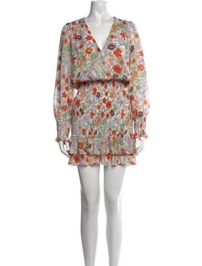 Pre-owned Veronica Beard Floral Print Mini Dress In Orange