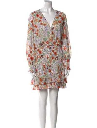Pre-owned Veronica Beard Floral Print Mini Dress In Orange