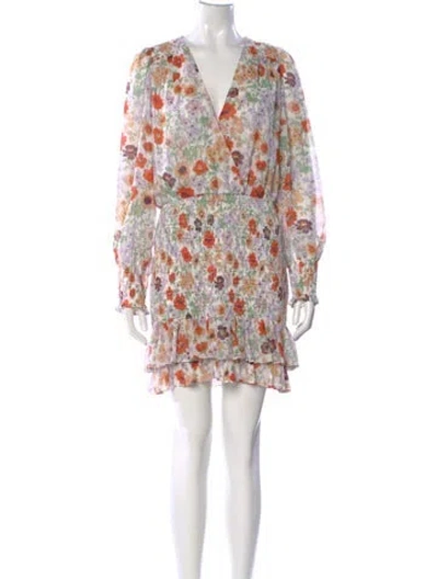 Pre-owned Veronica Beard Floral Print Mini Dress In Orange