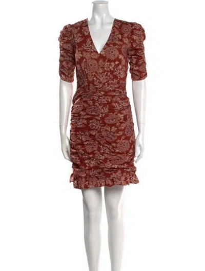 Pre-owned Veronica Beard Floral Print Mini Dress In Orange