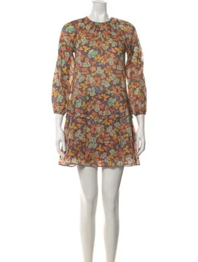 Pre-owned Veronica Beard Floral Print Mini Dress In Orange