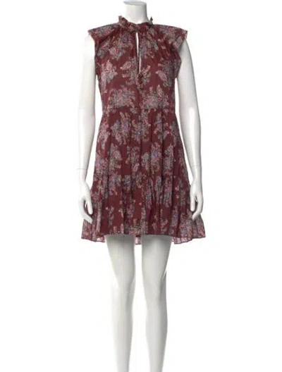 Pre-owned Veronica Beard Floral Print Mini Dress In Purple