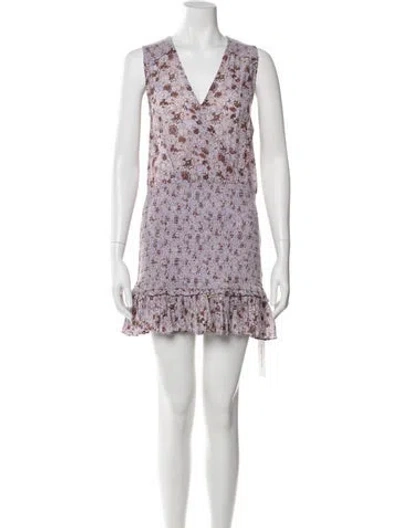 Pre-owned Veronica Beard Floral Print Mini Dress In Purple