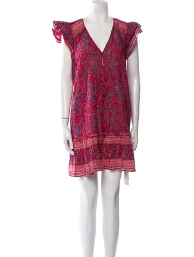Pre-owned Veronica Beard Floral Print Mini Dress In Red