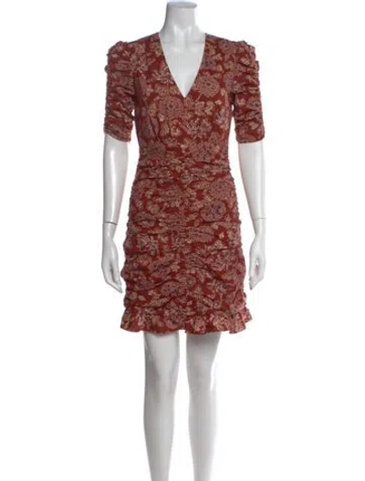 Pre-owned Veronica Beard Floral Print Mini Dress In Red