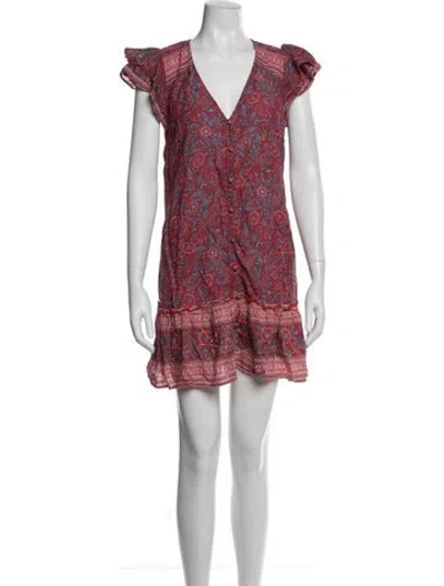 Pre-owned Veronica Beard Floral Print Mini Dress In Red