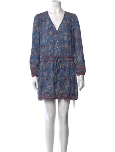 Pre-owned Veronica Beard Floral Print Mini Dress W/ Tags In Blue/burgundy