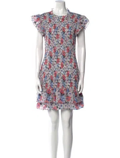 Pre-owned Veronica Beard Floral Print Mini Dress W/ Tags In Gray