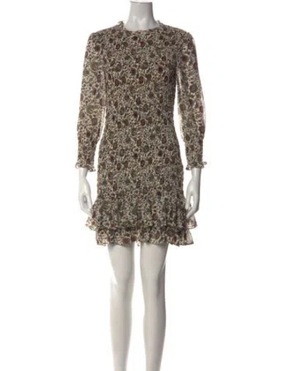 Pre-owned Veronica Beard Floral Print Mini Dress W/ Tags In Neutral