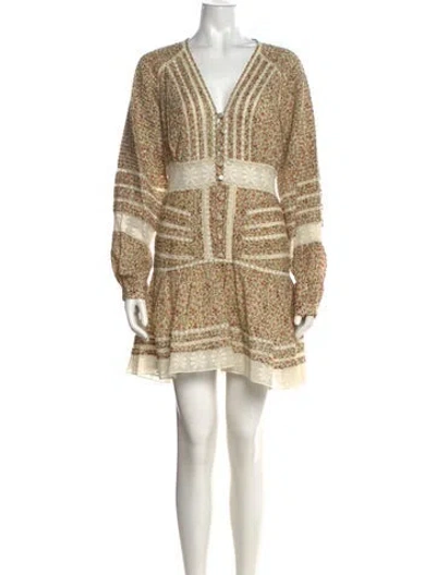 Pre-owned Veronica Beard Floral Print Mini Dress W/ Tags In Neutral