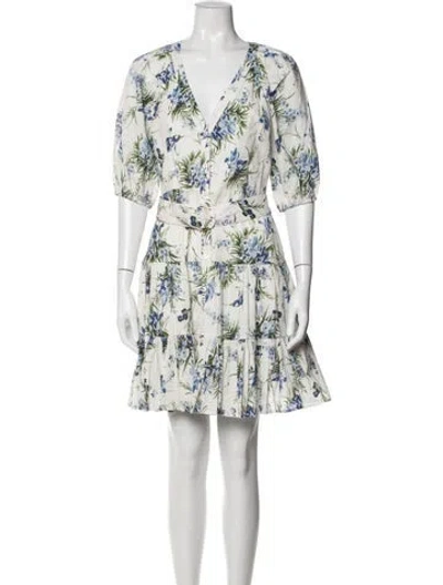 Pre-owned Veronica Beard Floral Print Mini Dress W/ Tags In White