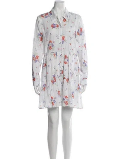 Pre-owned Veronica Beard Floral Print Mini Dress In White