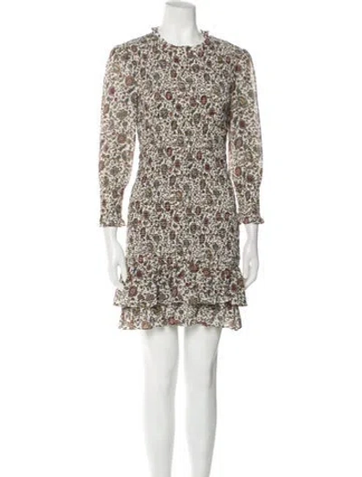 Pre-owned Veronica Beard Floral Print Mini Dress In White