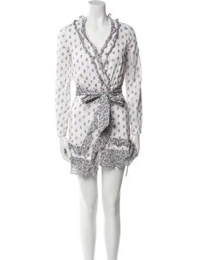 Pre-owned Veronica Beard Floral Print Mini Dress In White