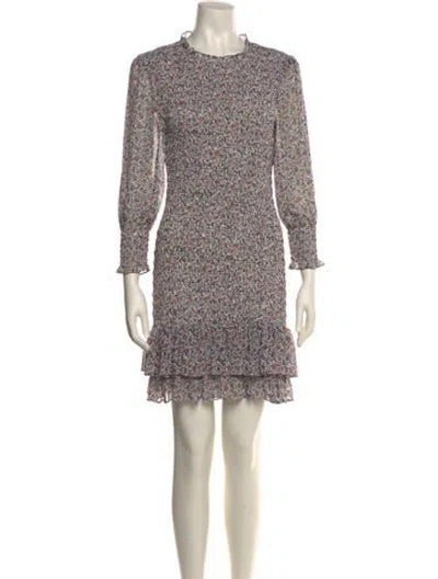 Pre-owned Veronica Beard Floral Print Mini Dress In White