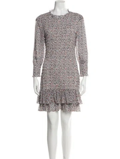 Pre-owned Veronica Beard Floral Print Mini Dress In White
