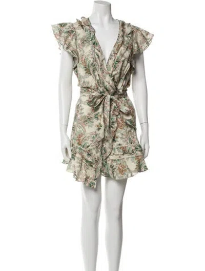 Pre-owned Veronica Beard Floral Print Mini Dress In White