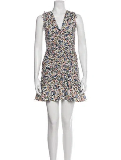 Pre-owned Veronica Beard Floral Print Mini Dress In White