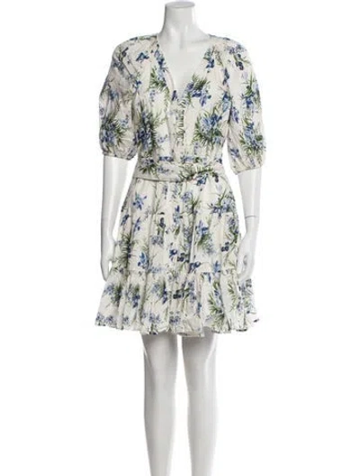 Pre-owned Veronica Beard Floral Print Mini Dress In White