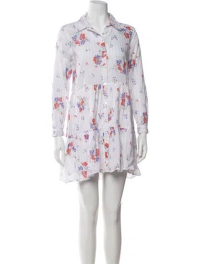 Pre-owned Veronica Beard Floral Print Mini Dress In White