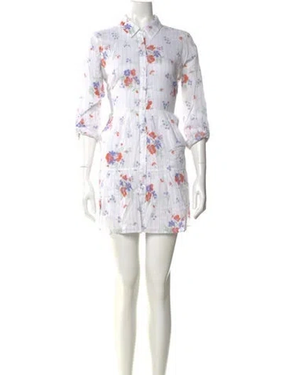 Pre-owned Veronica Beard Floral Print Mini Dress In White