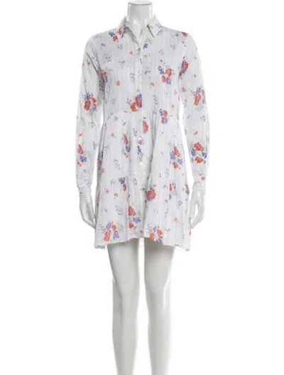 Pre-owned Veronica Beard Floral Print Mini Dress In White
