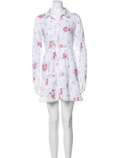 Pre-owned Veronica Beard Floral Print Mini Dress In White