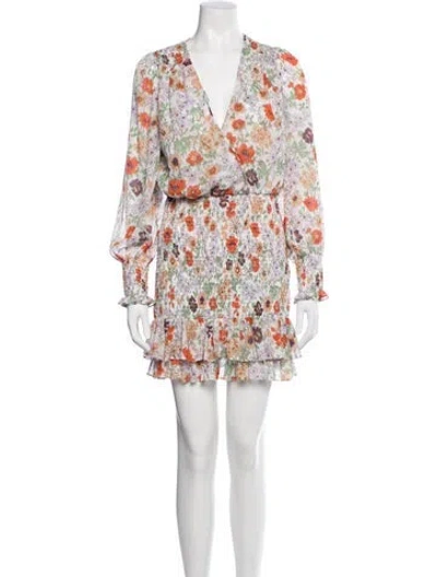 Pre-owned Veronica Beard Floral Print Mini Dress In White