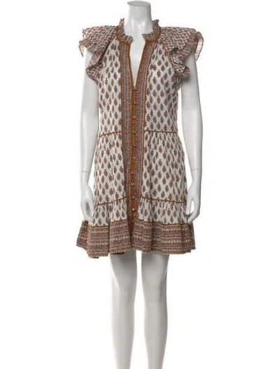 Pre-owned Veronica Beard Floral Print Mini Dress In White