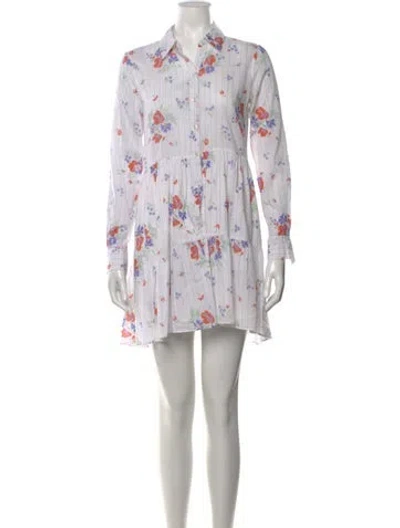 Pre-owned Veronica Beard Floral Print Mini Dress In White