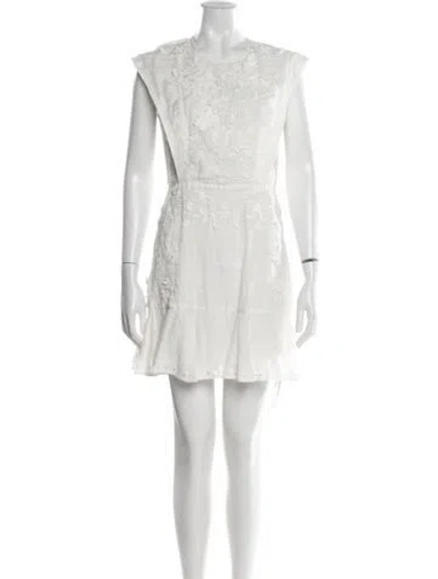 Pre-owned Veronica Beard Floral Print Mini Dress In White