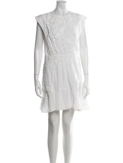 Pre-owned Veronica Beard Floral Print Mini Dress In White