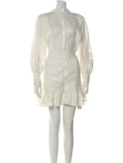 Pre-owned Veronica Beard Floral Print Mini Dress In White