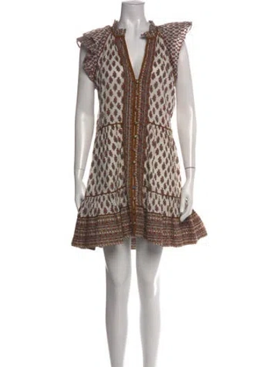 Pre-owned Veronica Beard Floral Print Mini Dress In White