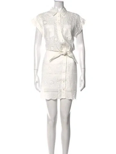 Pre-owned Veronica Beard Floral Print Mini Dress In White