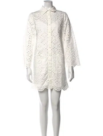 Pre-owned Veronica Beard Floral Print Mini Dress In White